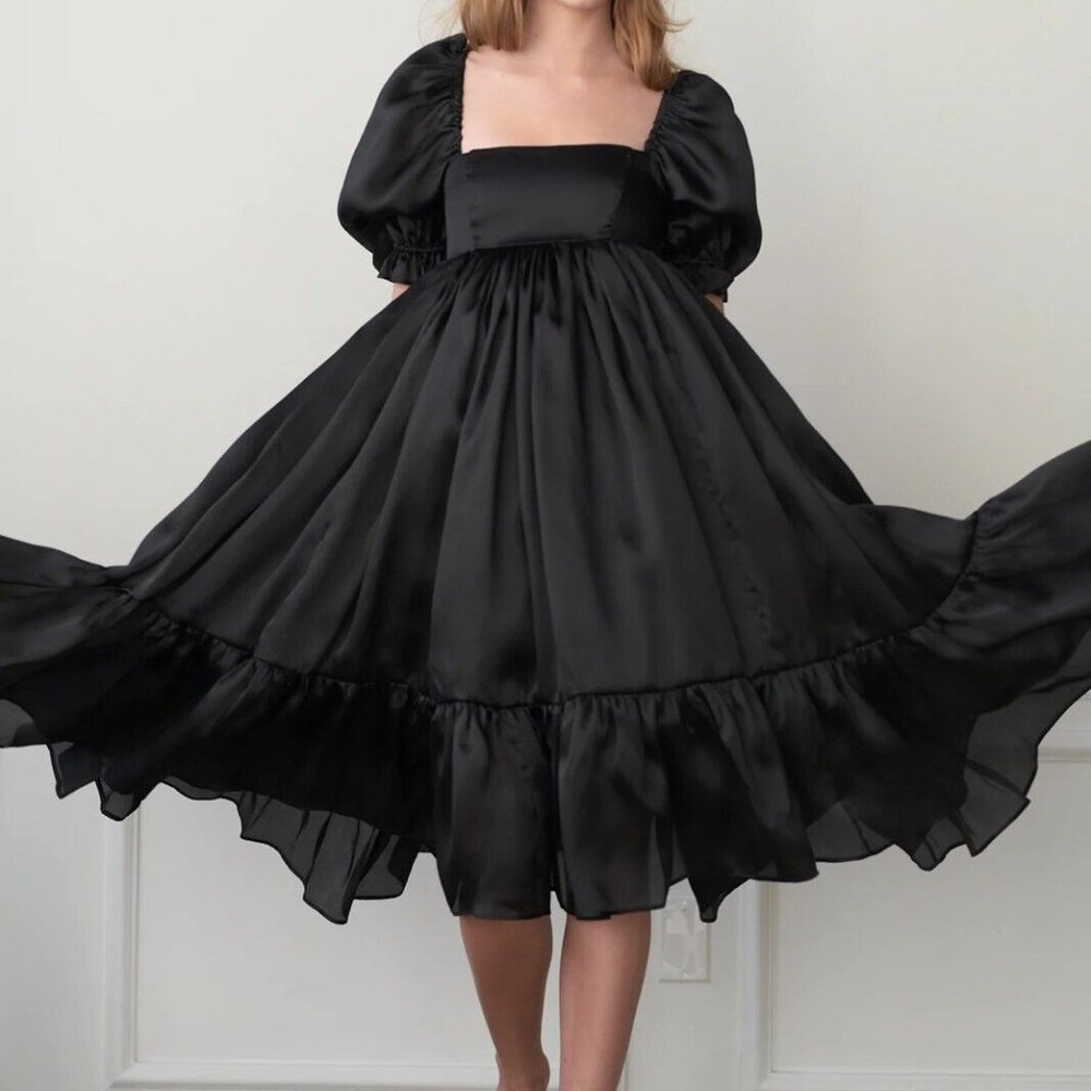 Selkie Silk Caviar French Puff Dress XS: new with tags, never worn.